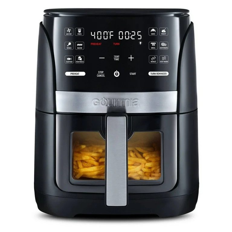 Gourmia 6-Qt Digital Window Air Fryer with 12 Presets & Guided Cooking Black | Walmart (US)