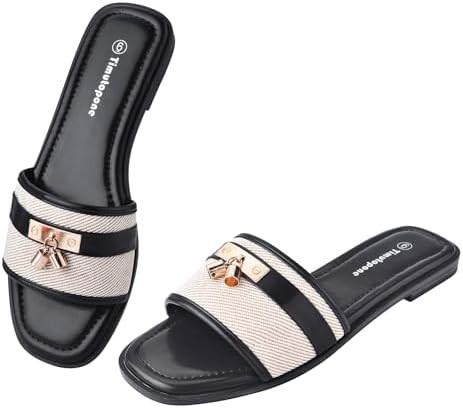 Dressy Flat Sandals for Women Elegant Summer Comfortable Slides Sandal 2026 Trendy Fashion Square... | Amazon (US)