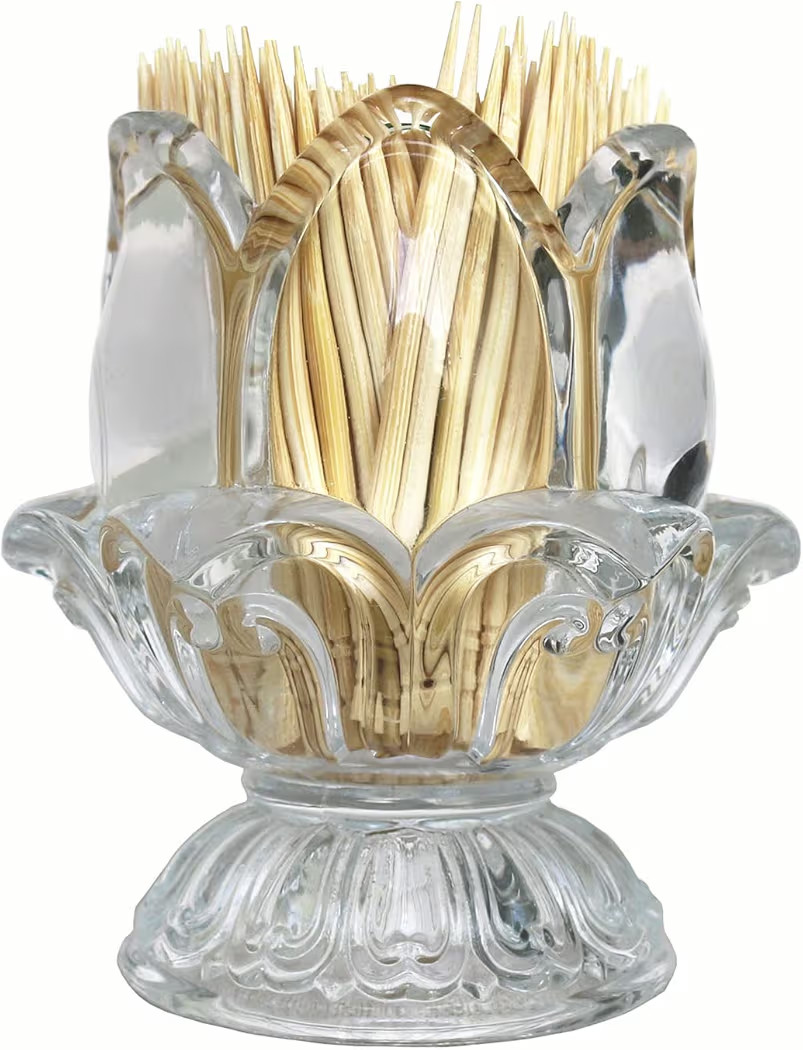 HillSpring Toothpick Holder, Decorative Crystal Glass Toothpick Dispenser with 450 Bamboo Toothpi... | Amazon (US)