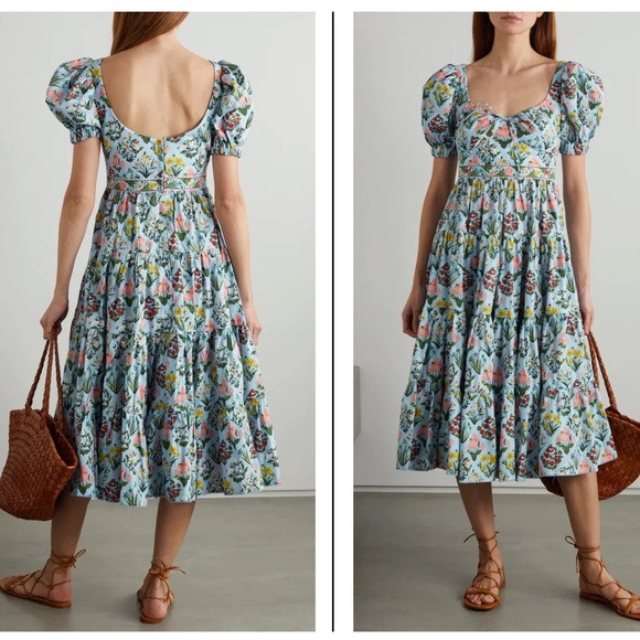 Agua by Agua Bendita Palmera Pleated Floral Organic Cotton Midi Dress | Poshmark