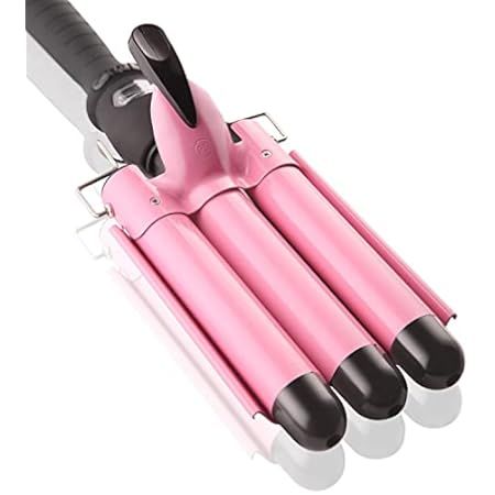 3 Barrel Curling Iron Wand Hair Crimper with Dual Voltage, 1 Inch Hair Waver Iron with LCD Temp Disp | Amazon (US)