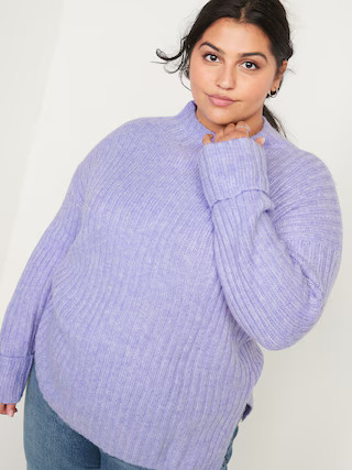 Mock-Neck Rib-Knit Tunic Sweater for Women | Old Navy (US)