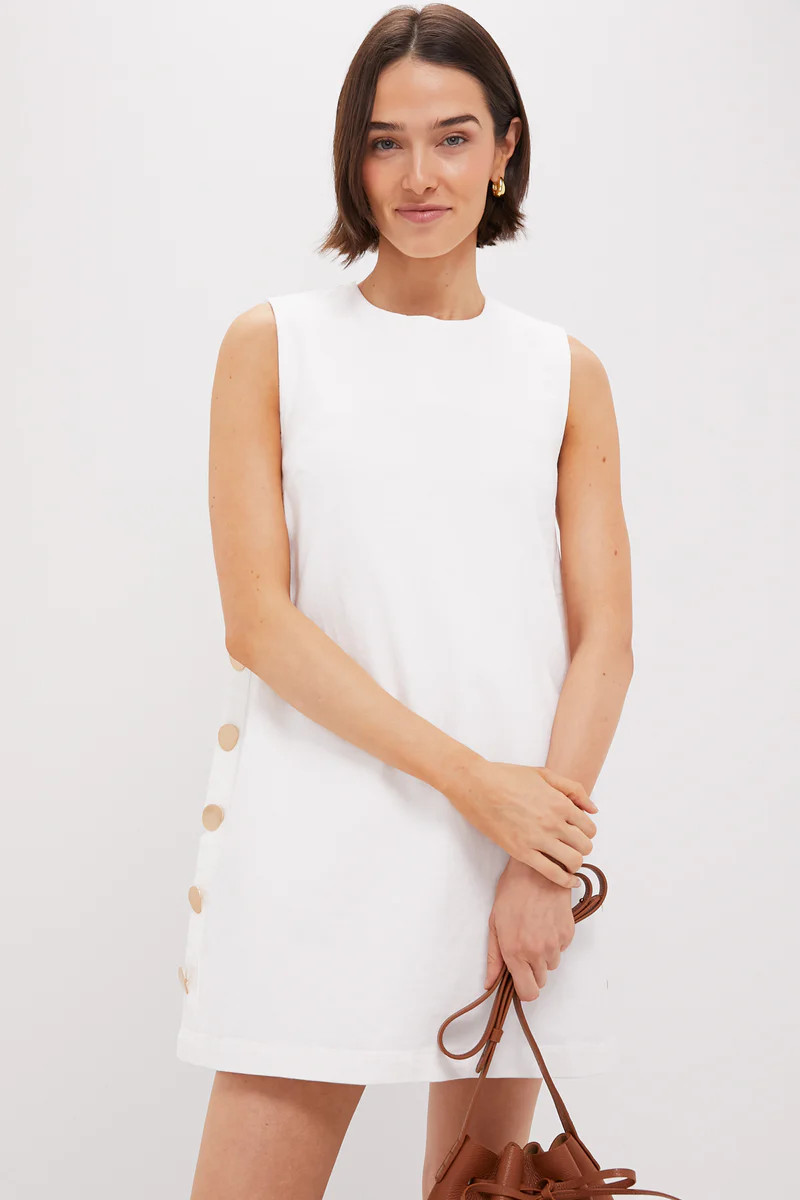 White Twill Button Bitsy Dress | Tuckernuck (US)