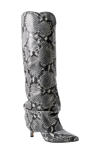 Marc Fisher LTD Nairene Snakeskin Embossed Knee High Boot in Light Natural 110 at Nordstrom Rack, Size 8.5 | Nordstrom Rack