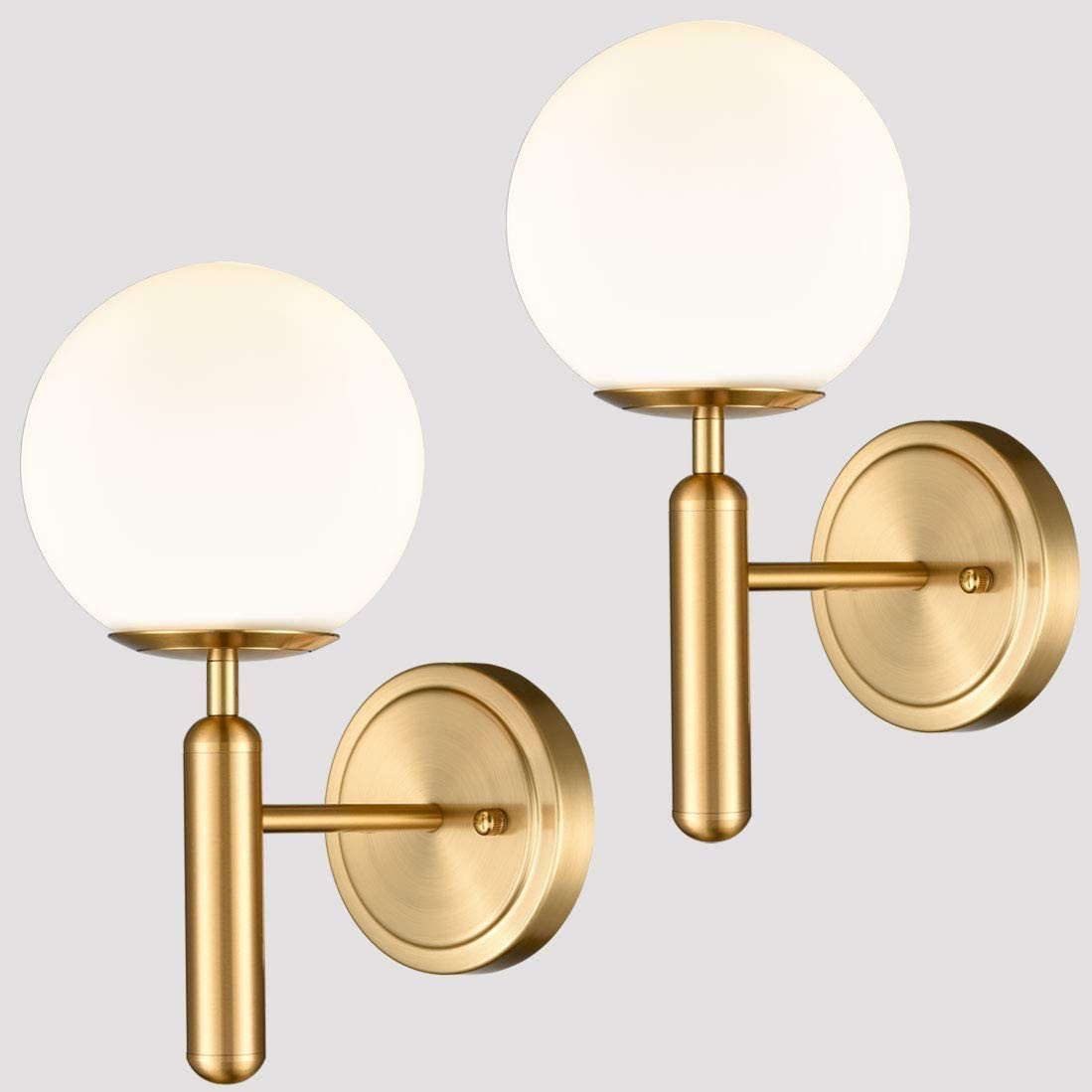 DIRYZON EUL Mid-Century Modern Wall Sconce Golden Globe Glass Wall Light for Bedroom Bathroom Set... | Amazon (US)