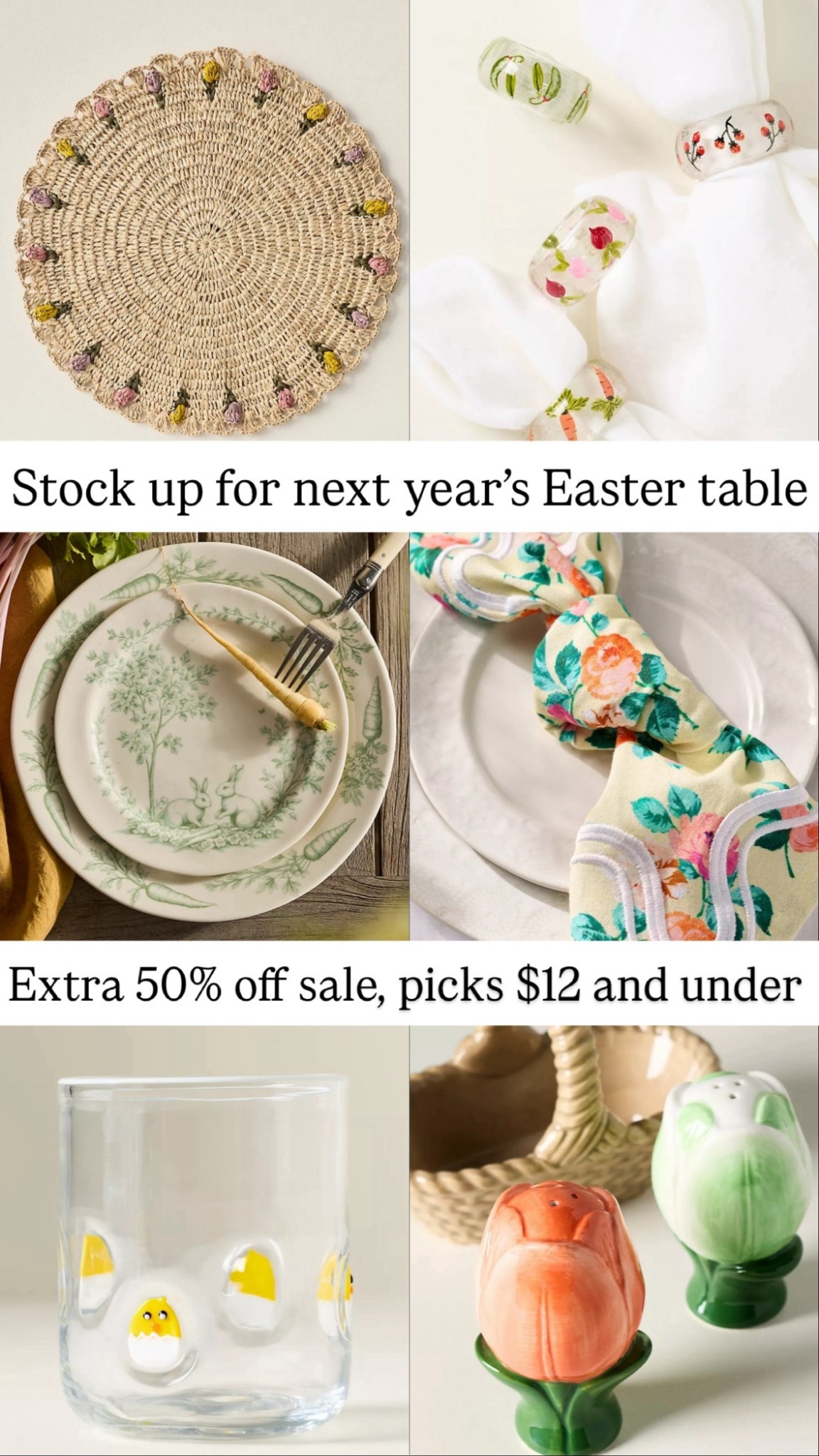 Buy now and save for next year, extra 50% off sale at @Anthropologie makes these Easter table pieces $12 or less each! 

#LTKSeasonal #LTKSaleAlert