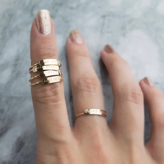 Personalized Ring, Dainty Name Ring, Stacking Rings, Custom Ring, Engraved Ring, Roman Numeral Ri... | Etsy (US)