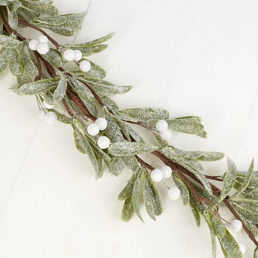 Mistletoe Garland with White Berries by Factory Direct Craft - Holiday Greenery Garland of Glitte... | Amazon (US)