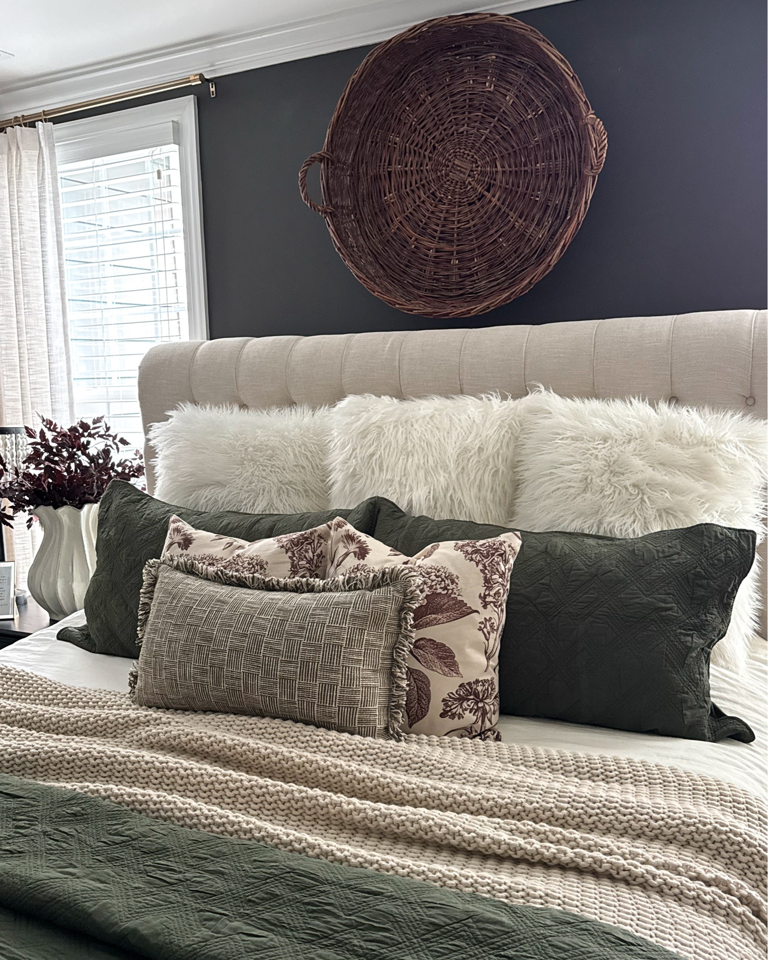 FALL PRIMARY BEDROOM
I gave our bed a cozy little refresh with this gorgeous olive quilt from WD Cozy, and I am loving the rich color and beautiful quilted pattern.

Bedding, cozy quilt, blanket, duvet, duvet insert, throw pillows, throw pillow inserts, vintage harvest basket, upholstered bed, cream ruffled vase, plum stems

#LTKstorytime #LTKSeasonal #LTKHome