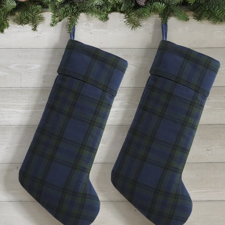 My Texas House Angie Blue Plaid Christmas Stockings, 20" x 10" (2 Count) | Walmart (US)