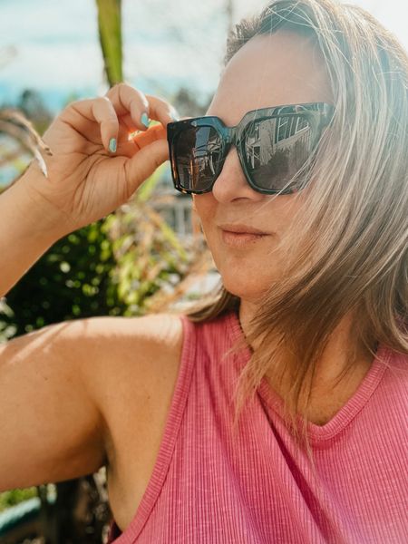 Affordable designer style sunglasses from The Post. Square framed with brown tortoise print. #resortwear #sunglasses

#LTKtravel #LTKSeasonal #LTKswim