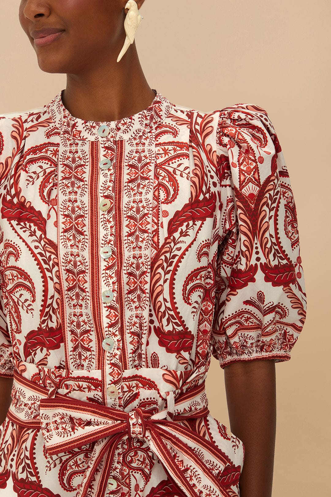 Off-White Tropical Cameo Organic Cotton Romper | FarmRio (US)