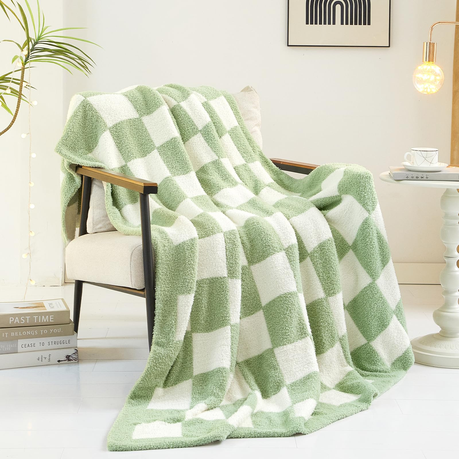 PHF Checkered Throw Blanket for Couch, Soft Knit Fluffy Checkerboard Fleece Blanket, Cozy Lightwe... | Amazon (US)