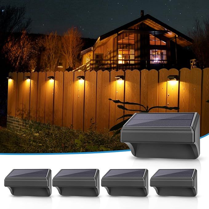 Aulanto Solar Fence Lights with Warm White and Cool White, 4pack Color Glow Light for Fence IP65W... | Amazon (US)