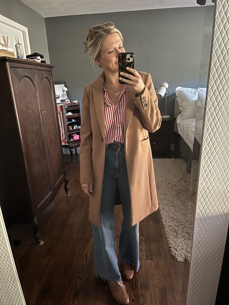 Coat is thrifted - linked a similar one.

Loafers are current and from Madewell.

Shirt and jeans are Zara. 

#LTKfindsunder100 #LTKsalealert #LTKover40