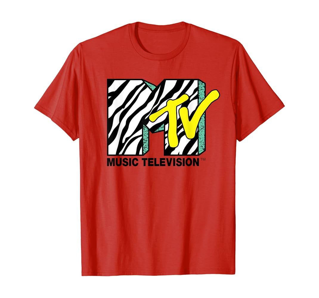 Zebra Print With Teal MTV Logo T- Shirts T-Shirt | Amazon (US)