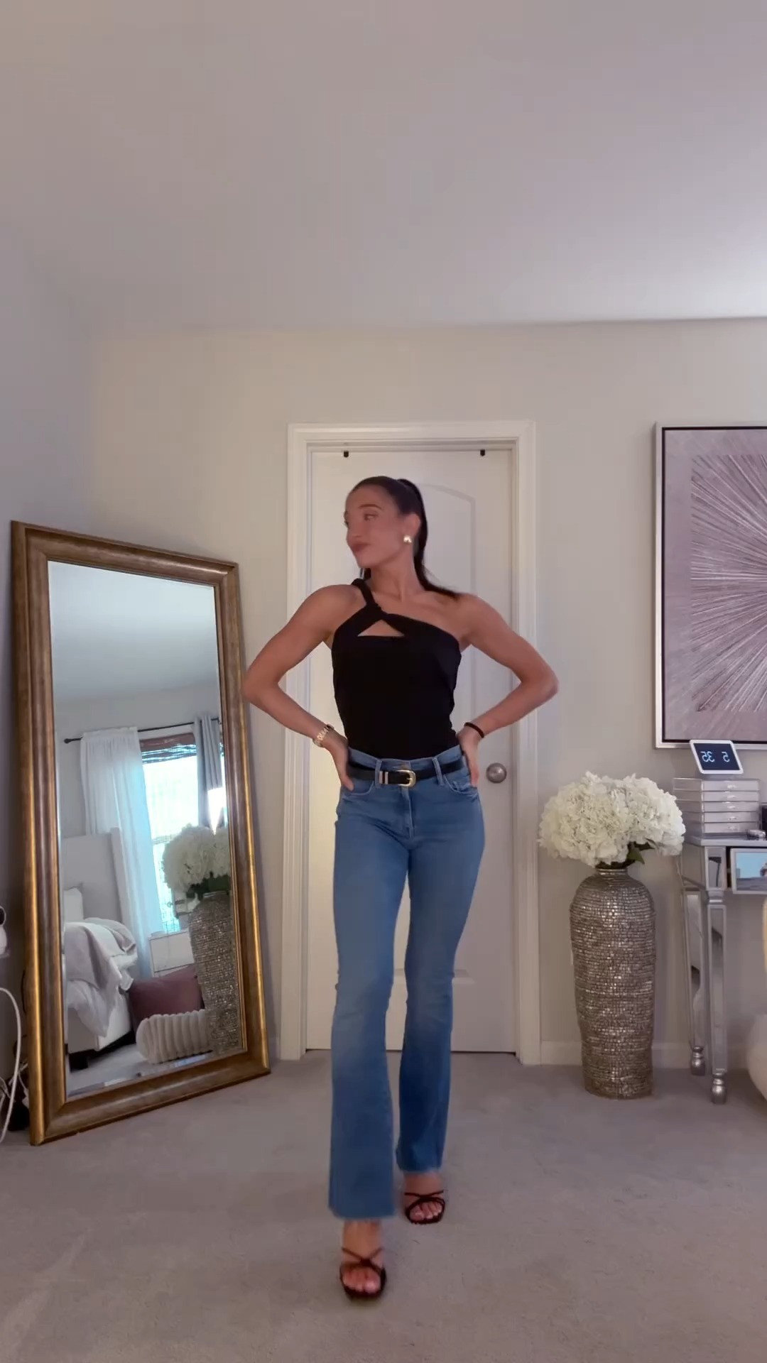 outfit of the night ✨ XS in top and size 23 in the jeans!  

 #LTKSeasonal #LTKPetite #LTKFindsUnder100