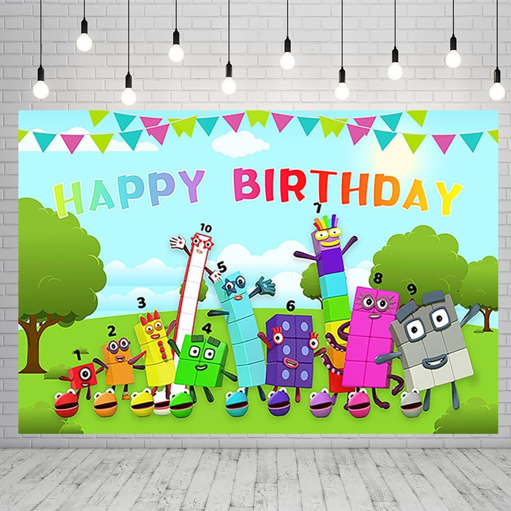 Numberblocks Backdrop for Birthday Party Supplies 59x38in Green Number Banner for Baby Shower Bir... | Amazon (US)