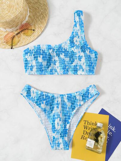 Floral Smocked Bikini Swimsuit | SHEIN