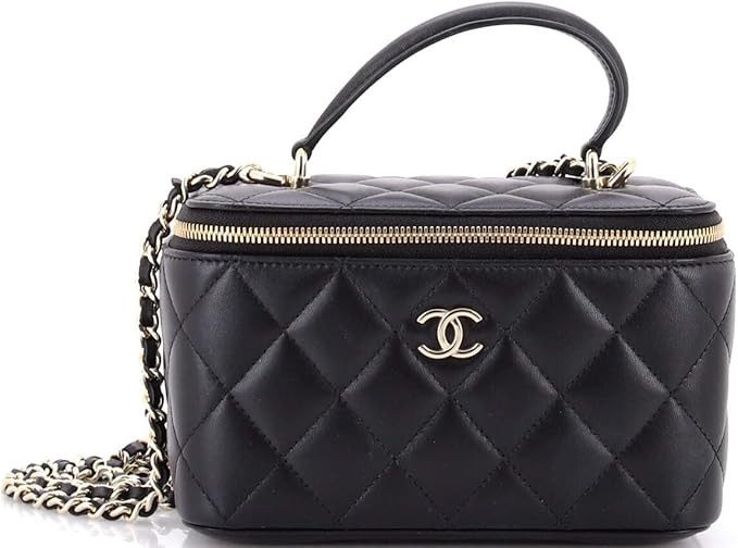 Amazon.com: Chanel, Pre-Loved Classic Top Handle Vanity Case with Chain Quilted Lambskin Small, B... | Amazon (US)