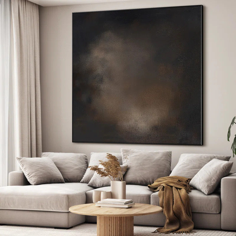 Dark Brown Moody Abstract Minimalist Illustrations Extra Large Framed Wall Art - Digital Print (F... | Wayfair North America