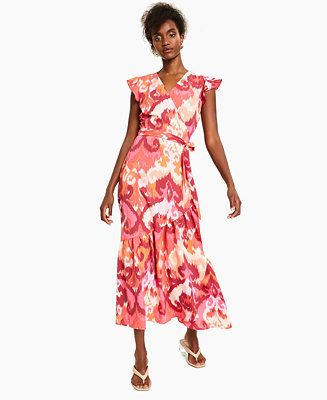 Flutter-Sleeve Wrap Maxi Dress, Created for Macy's | Macys (US)