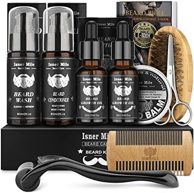 Beard Growth Kit, Beard Kit with Beard Roller, 2 Pack Beard Growth Oil,Beard Brush,Wash Conditioner  | Amazon (US)