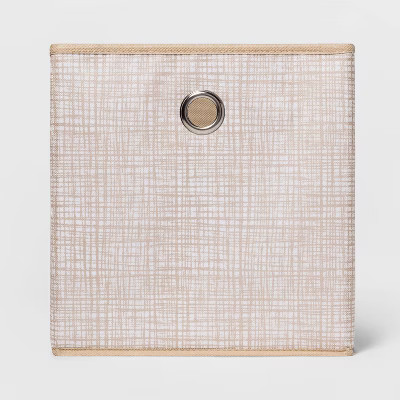 11" Fabric Cube Storage Bin Cross Hatched Tan - Room Essentials™ | Target