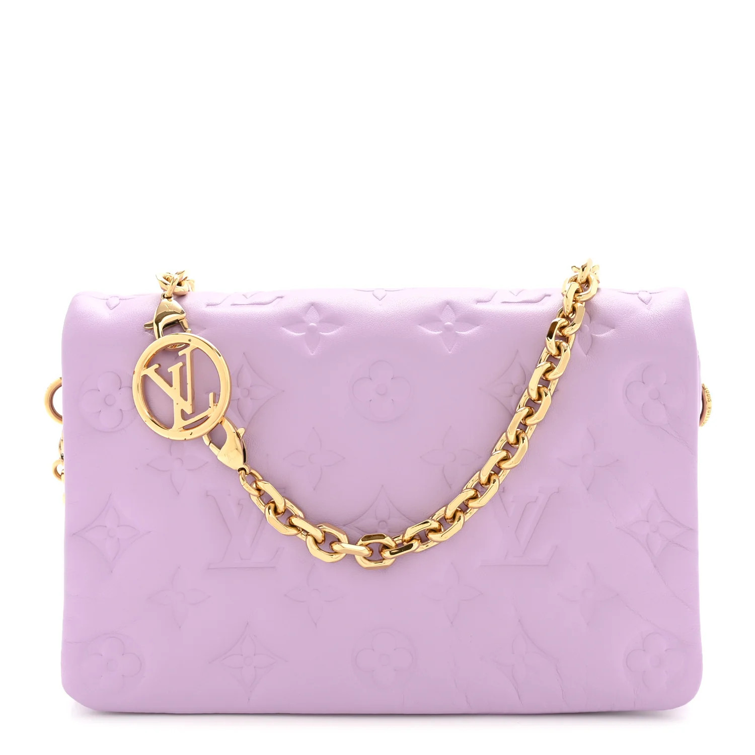 Lambskin Embossed Monogram Pochette Coussin Parme | FASHIONPHILE (US)