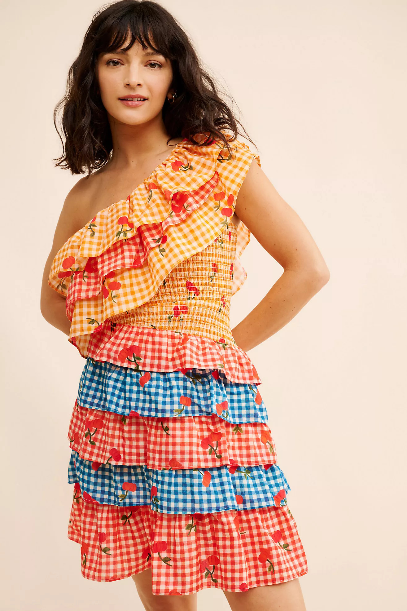 FARM Rio One Shoulder Cherry Mini Dress | Anthropologie (US)