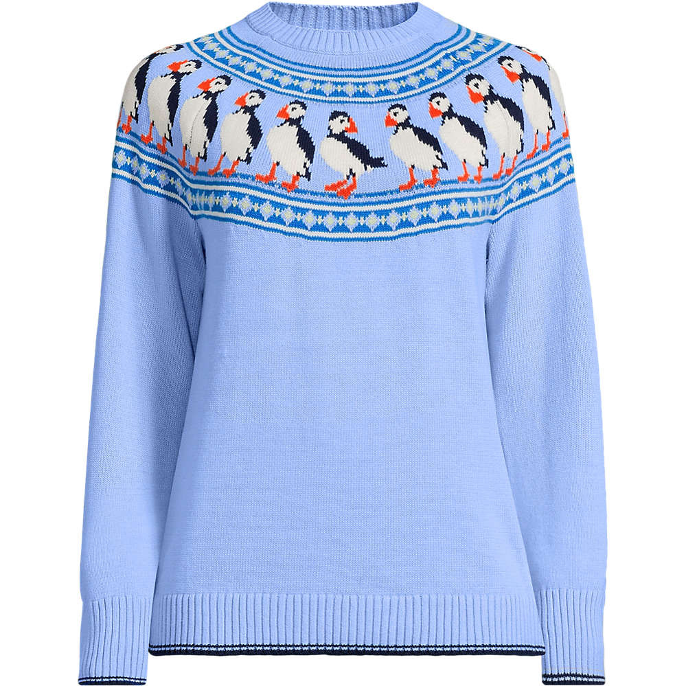 Women's Drifter Jacquard Raglan Crew Neck Sweater | Lands' End (US)