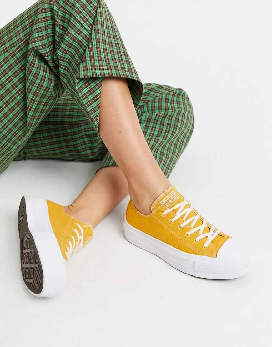 Converse Chuck Taylor Lift Platform Renew Yellow Sneakers | ASOS (Global)