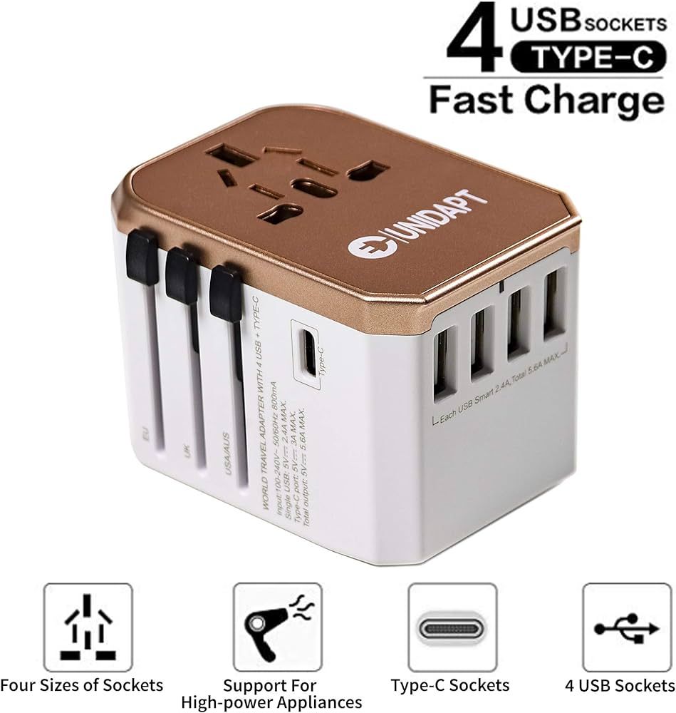 International Plug Adapter, Unidapt Travel Adapter Worldwide - All in one Universal Charger USB T... | Amazon (US)