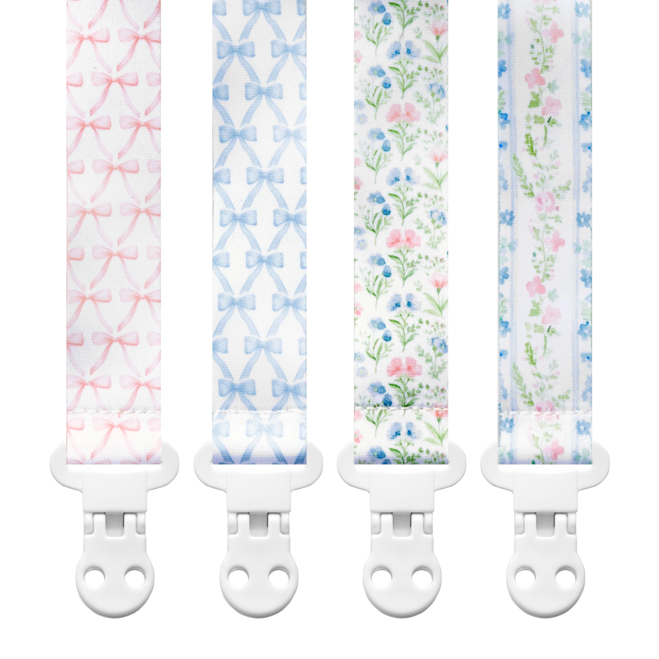 Baby Pacifier Clip Holder - Girl 4 Pack Gift Set – Vintage Floral Bows Ribbons Flowers French B... | Amazon (US)
