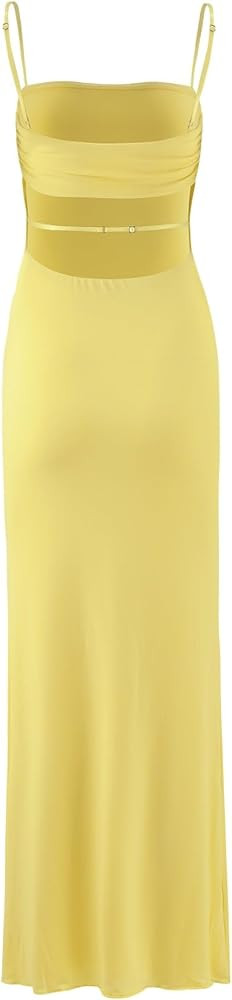 Women's Cutout Backless Maxi Dress Sexy Sleeveless Tight Slip Spaghetti Strap Long Dresses | Amazon (US)