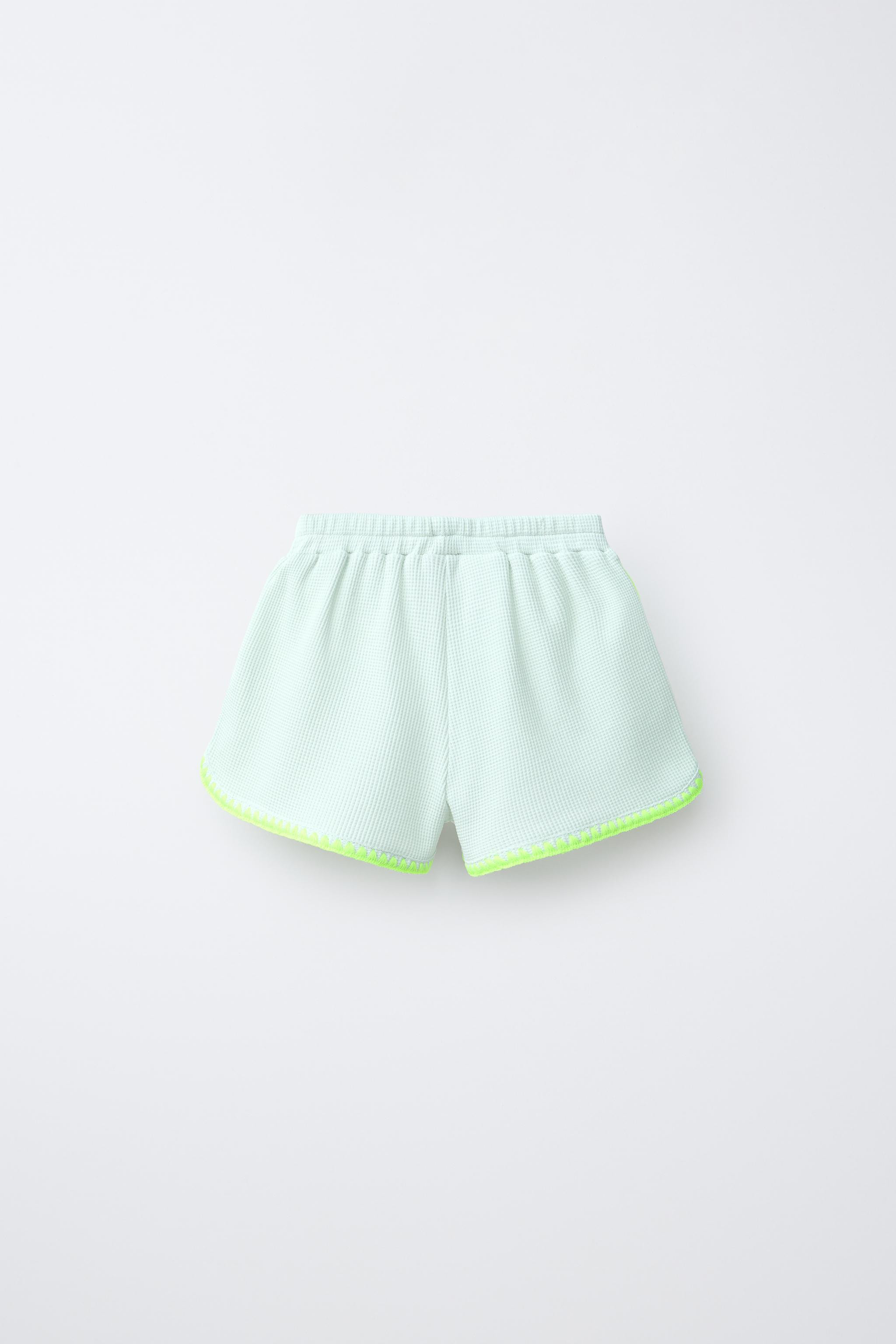 NEON CONTRAST WAFFLE BERMUDA SHORTS | Zara UK