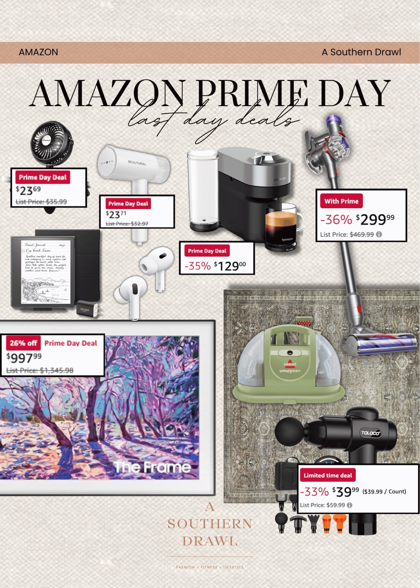 BEST OF PRIME DAY DEALS | Last Minute Deals 

Amazon Prime Day, prime day finds, prime day deals, best of prime day deals, prime day finds, prime day steals, Samsung frame TV, massage gun, little green machine, fan, steamer, AirPods, nespresso 

#LTKHome #LTKSaleAlert