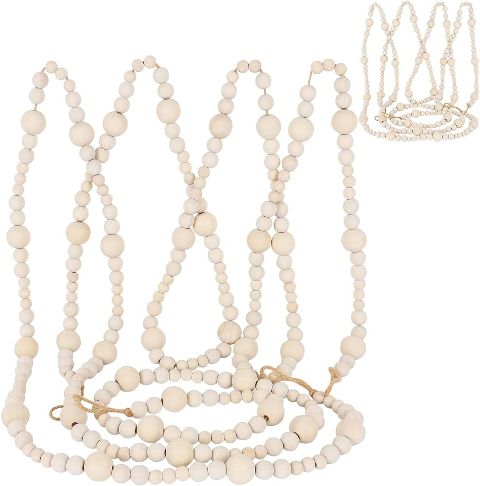 2 Pieces 12 Feet Wooden Beads Garland Christmas Bead Garland Round Craft Christmas Tree Wooden Be... | Amazon (US)