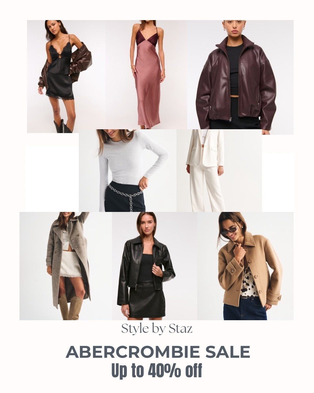 Abercrombie fall sale!
Save up to 40% off on bodysuits, sweaters, dresses, perfect coats, and bomber jackets! 

#LTKFallSale #LTKFindsUnder100 #LTKSaleAlert