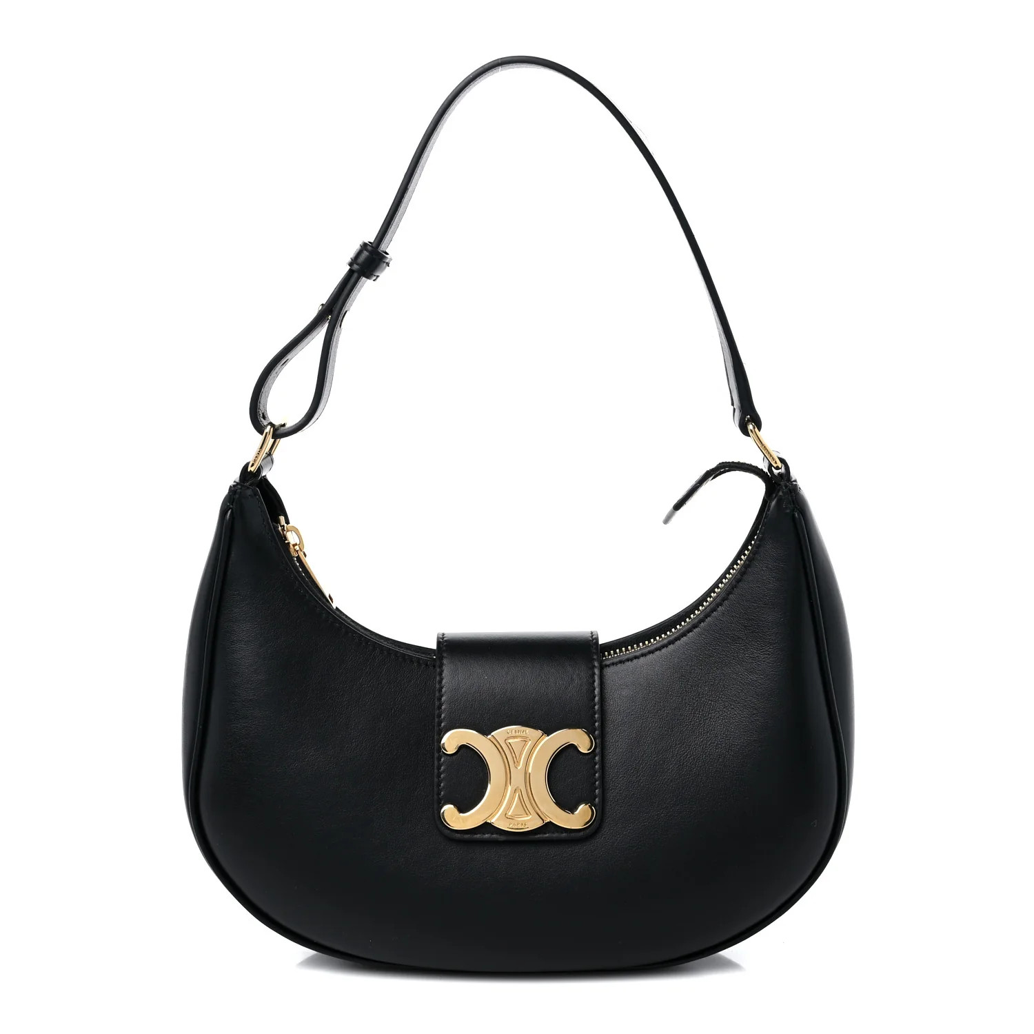 Smooth Calfskin Ava Triomphe Soft Bag Black | FASHIONPHILE (US)