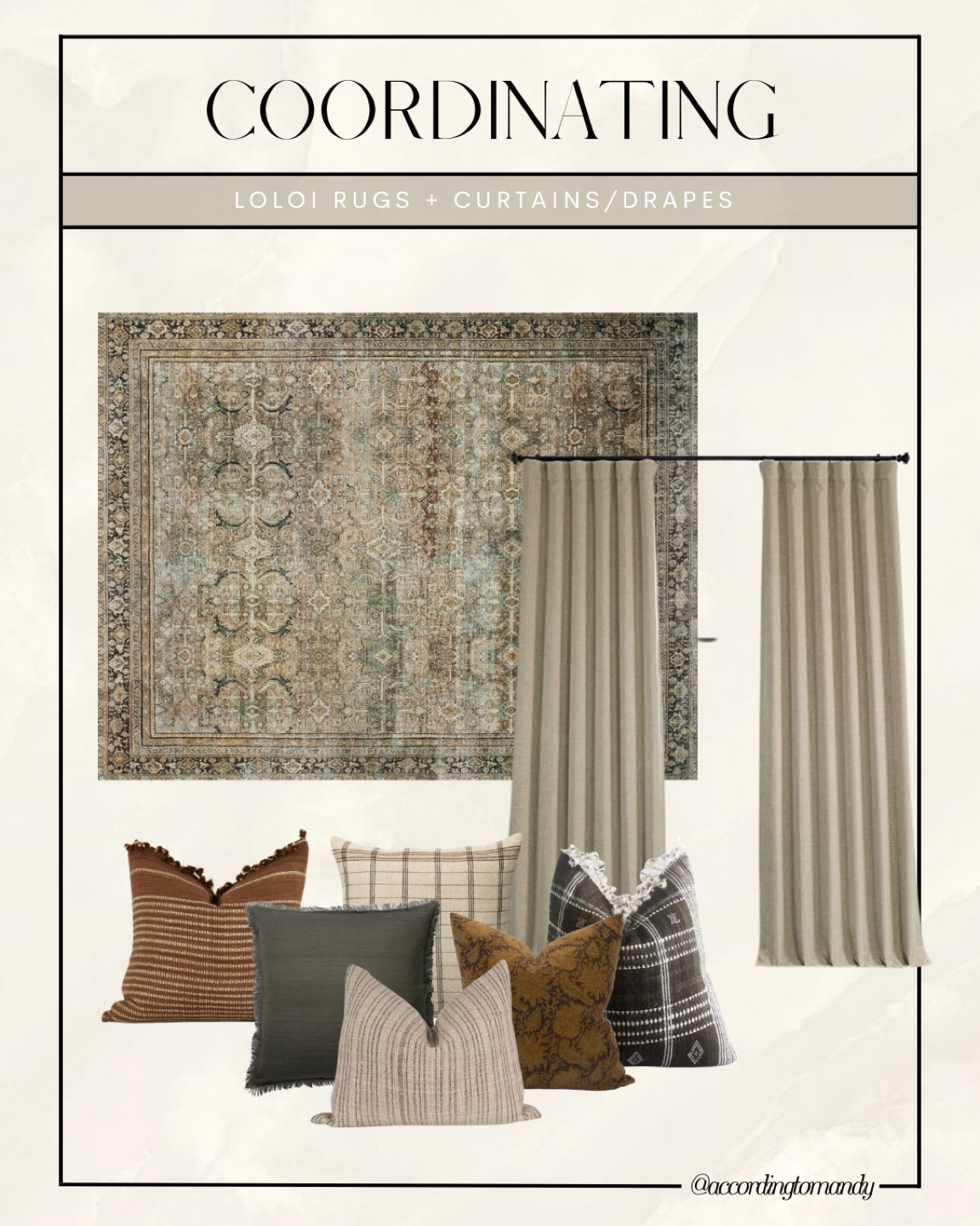 Loloi Layla olive/charcoal coordinated with drapes and throw pillows



#LTKunder50 #LTKhome #LTKunder100