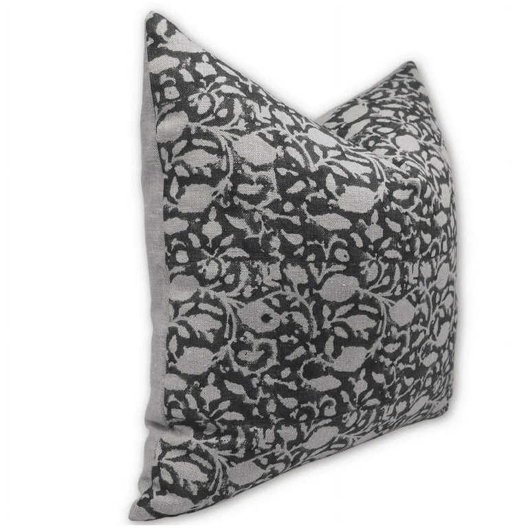 Fabdivine Block Print Throw Pillow Cover, 16x16 Inch Thick Linen Decorative Cushion Cover, Floral... | Walmart (US)