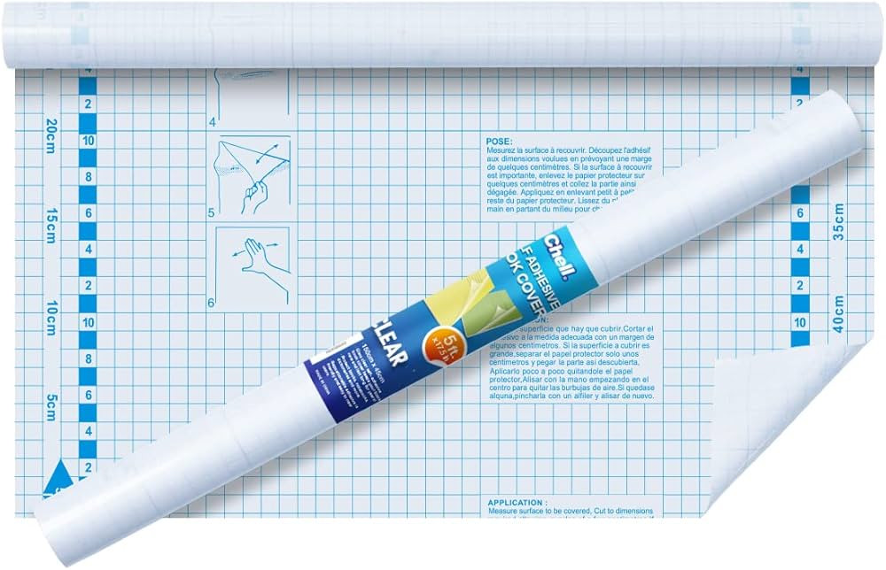 Chell Clear Contact Paper Roll for Books, 17.5 in x 5 ft Clear Self Adhesive Book Cover Paper Pro... | Amazon (US)