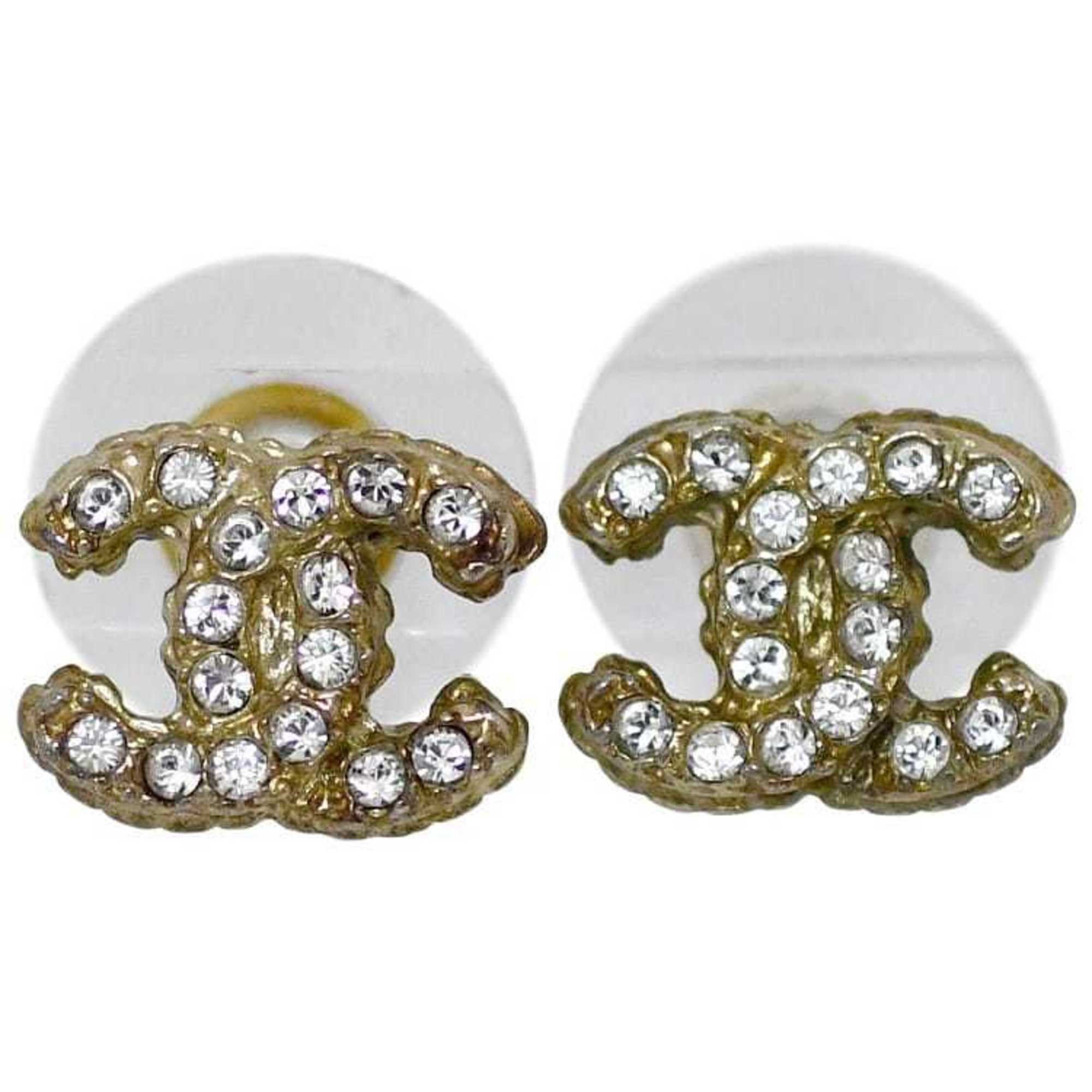 Chanel Plating Rhinestone Stud Earrings (Pre-Owned) | Shop Simon