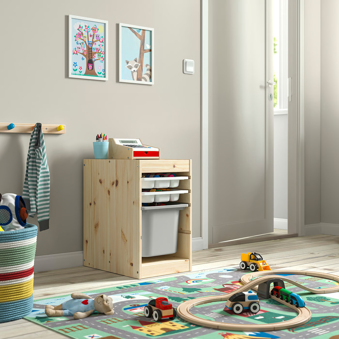 IKEA TROFAST storage combination with box/trays, light white stained pine white/gray, 12 5/8x17 3/8x20 1/2 | IKEA US