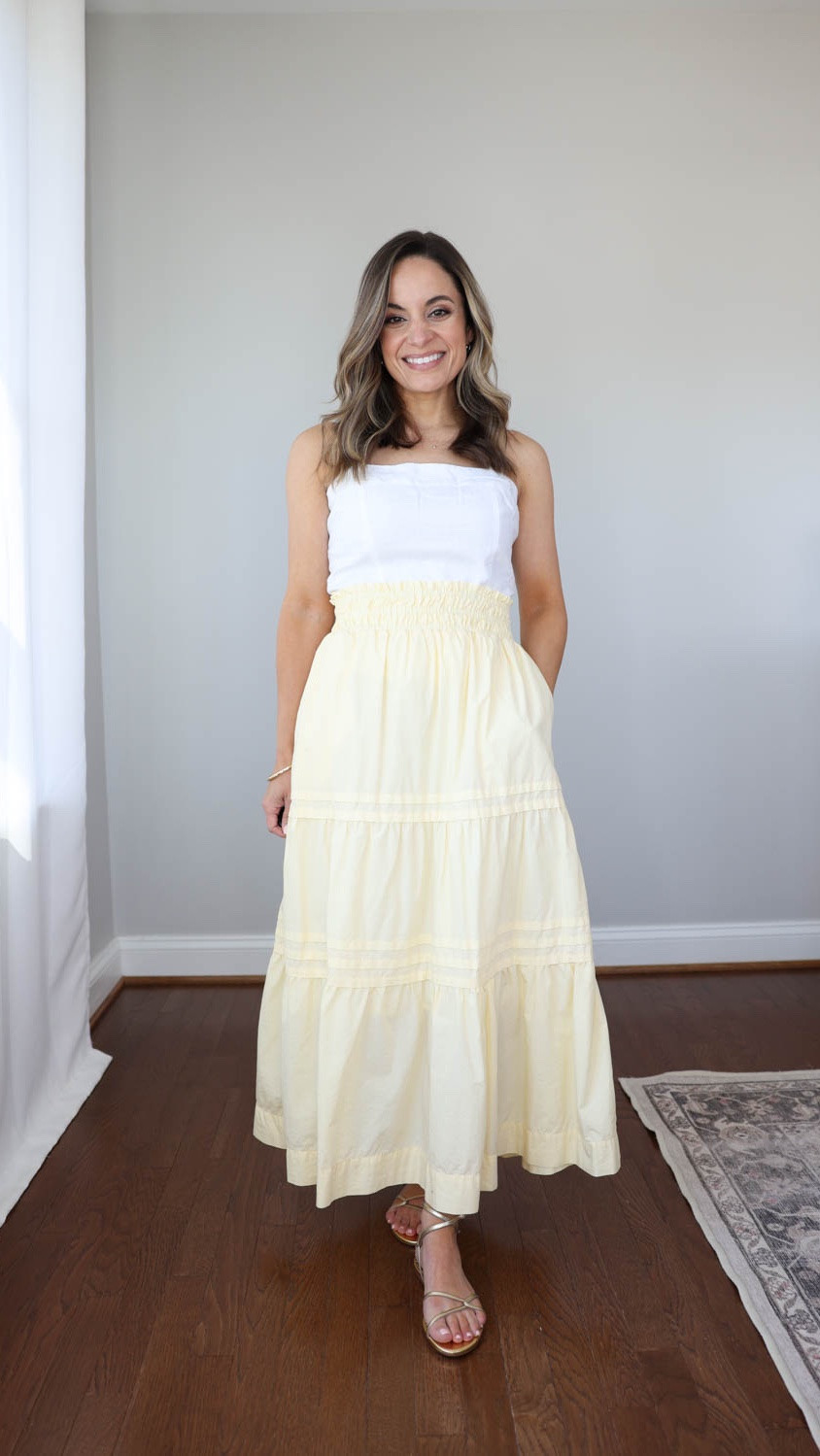 If you’re building a summer wardrobe and you’re focused on natural fibers, here are 10 items from @quince to get you started. (Bonus, they’re all petite-friendly). #quincepartner 

100% European Linen Fitted Tank: XS in White
100% Organic Cotton Poplin Tiered Maxi Skirt: XS in Pale Custard Yellow

100% European Linen Cropped Tank: XS in Navy
100% European Linen Trouser Shorts: 0 in Flax
Bella Stretch Vintage Shorts: 24 in Atlantic Blue
Bella Stretch Vintage Shorts: 24 in Ghost White
100% Organic Cotton Gauze Long Sleeve Shirt: XS in Bayside Stripe
100% Organic Cotton Waffle Stitch Open Cardigan: XS in Shell Pink
100% Organic Cotton Poplin Smocked Midi Dress: XS in Romantic Stems