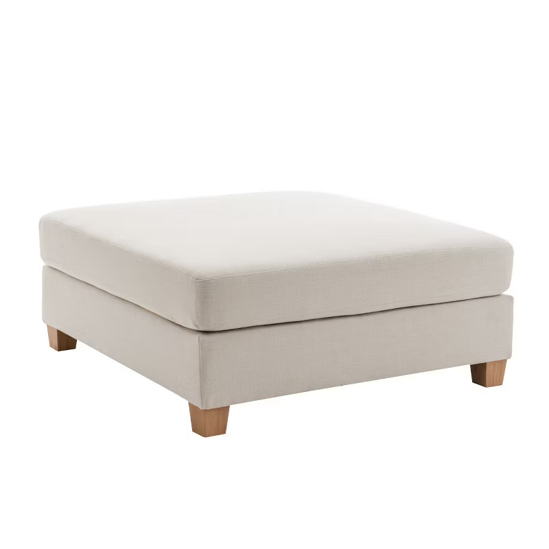 Wovenbyrd Brentwood 40" Square Rectangle Pillowtop Ottoman, Natural Performance Fabric with Recyc... | Target