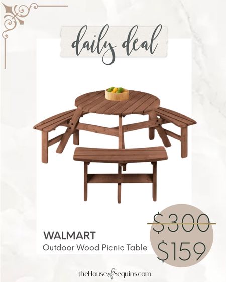 Shop Walmart Home deals on this weather resistant Wood Picnic Table! 
