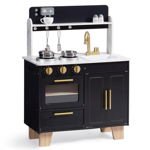 ROBOTIME Play Kitchen for Kids, Wooden Kids Play Kitchen Playset, Toddler Kitchen Pretend Play Set with Marble-Style Countertop, Modern Toy Kitchen for Girls and Boys Ages 3+ | Amazon (US)