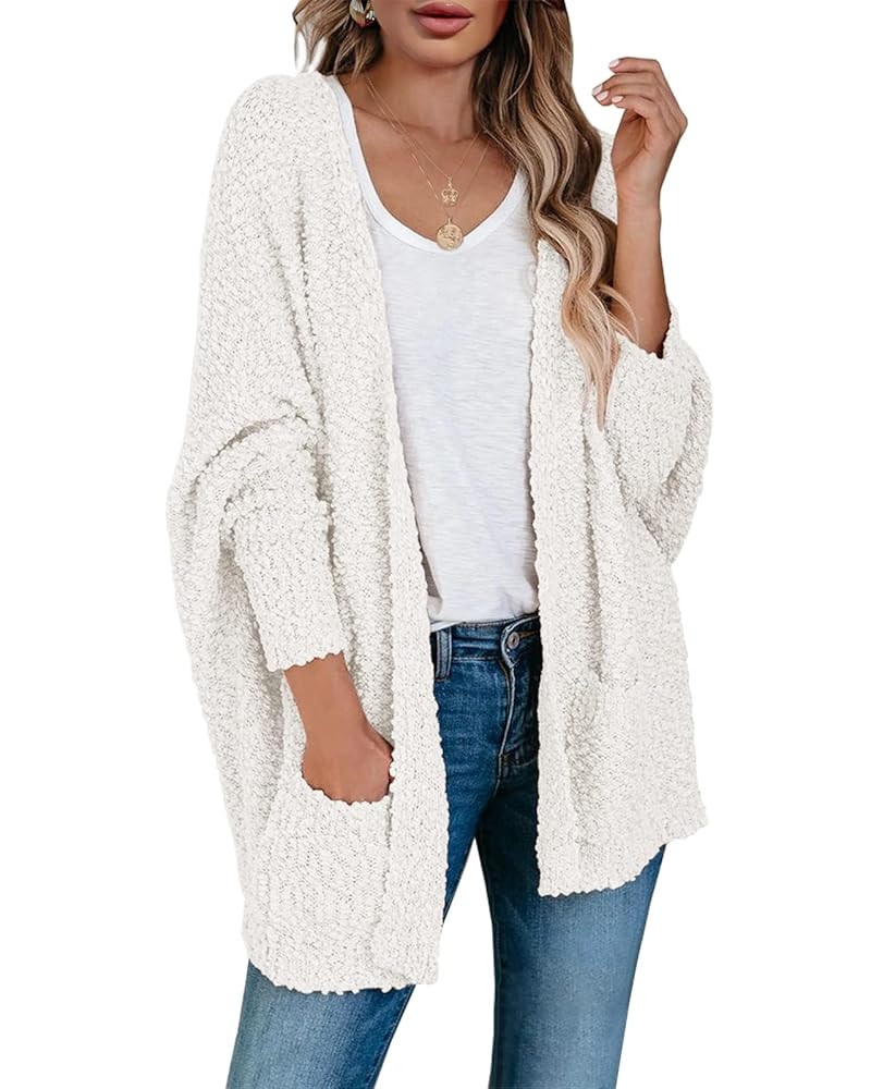 Saodimallsu Women's Chunky Popcorn Cardigan Oversized Open Front Boyfriend Batwing Long Sleeve Fu... | Amazon (US)